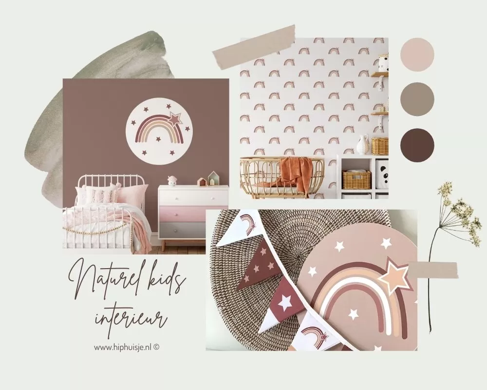 Moodboard naturel kleurinspiratie voor de kinderkamer