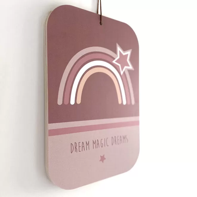 houten geboortebord met naturel regenboog voor de babykamer - kraamcadeau- hip huisje