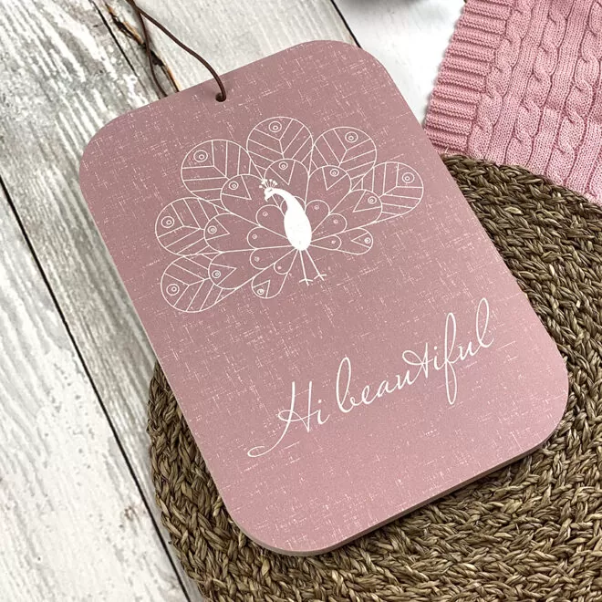 houten decoratie pauw oudroze hiphuisje
