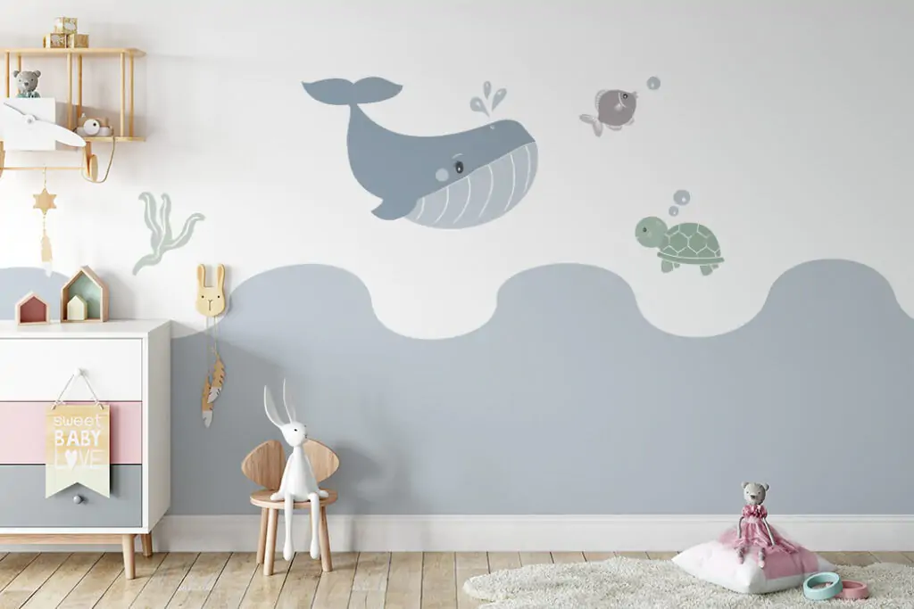 muur golfjes onderwaterwereld walvis hiphuisje kopiëren