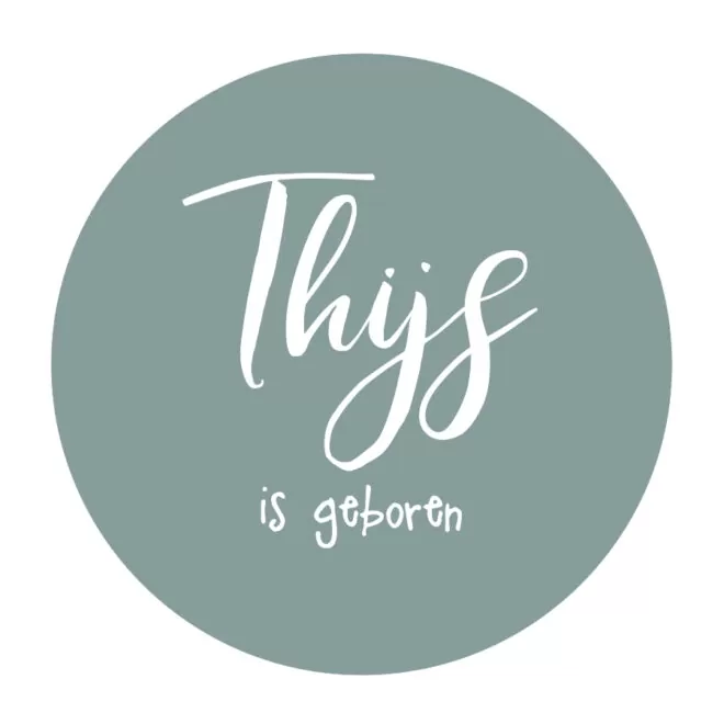 geboortesticker met naam in groen hip huisje