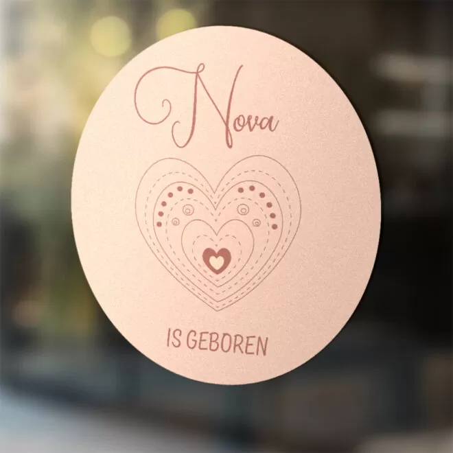 Geboortesticker raam naturel met hartje