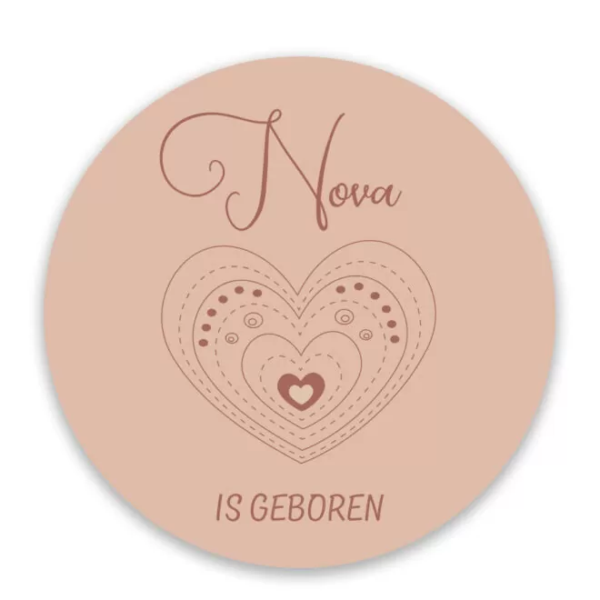 GEBOORTESTICKER RAAM HARTJE NATUREL HIPHUISJE