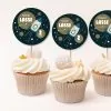 originele traktatie cup cake ruimtevaart prikkers voor een verjaardag of geboorte