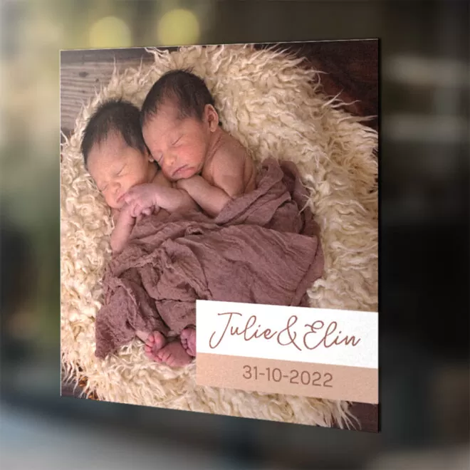 Geboortesticker raam babyfoto geboorte hiphuisje