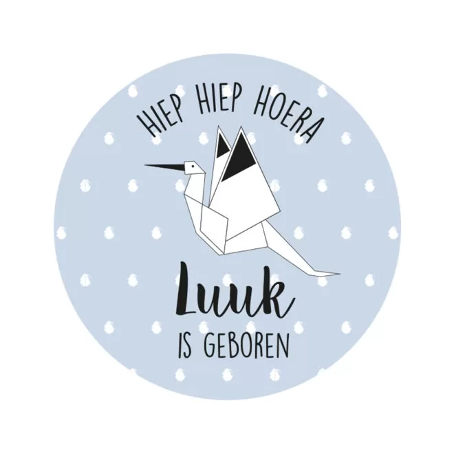 traktatie geboorte prikker ooievaar blauw hiphuisje