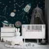 heelal behang ruimtevaart babykamer hiphuisje