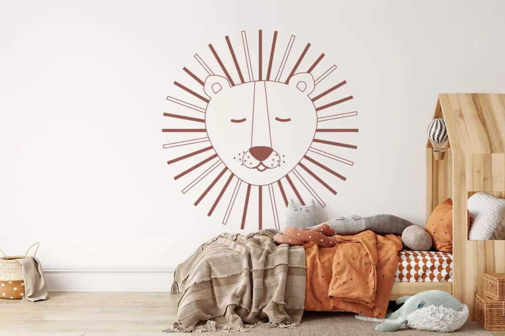 XL behang Leeuw wit bruin naturel kinderkamer thema hiphuisje