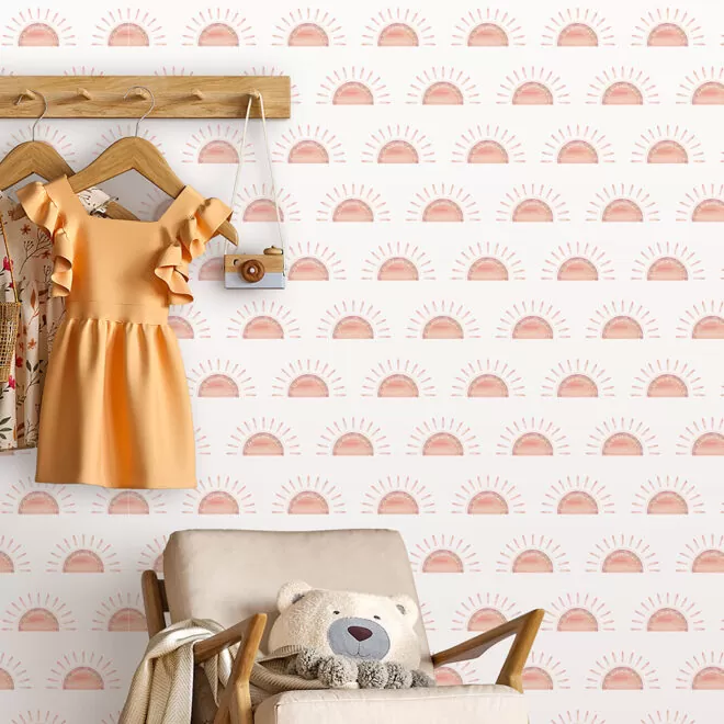 detail behang zonnen in boho stijl hiphuisje kopieren