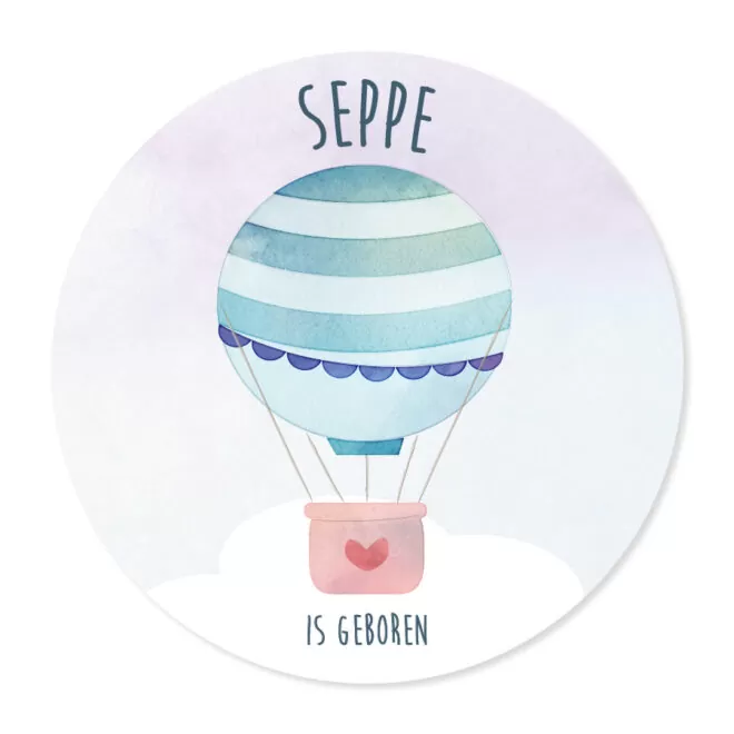 geboortesticker raam luchtballon blauw