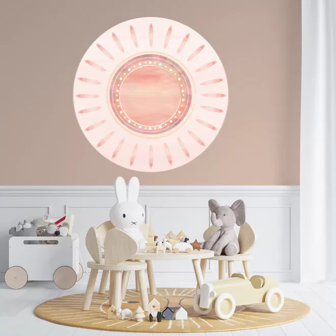 muursticker zon boho kinderkamer hiphuisje