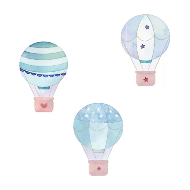 kleine muurstickers luchtballonnen blauw hiphuisje kopiëren