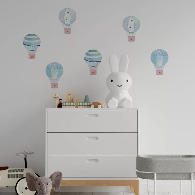 Kleine muurstickers met luchtballonnen in blauw - hiphuisje