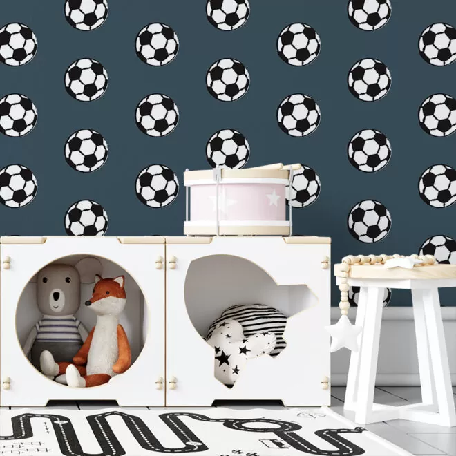 close up behang voetbal blauw hiphuisje