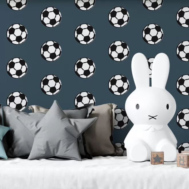 voetbal behang in blauw close up hiphuisje