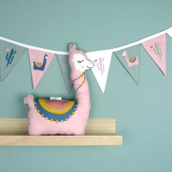 lama knuffel vlaggenlijn lama meisjeskamer roze groen hiphuisje