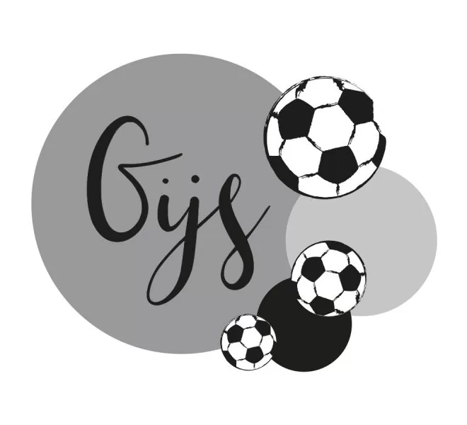 muursticker met voetbalprint in zwart wit voor een stoere kinderkamer kopiëren