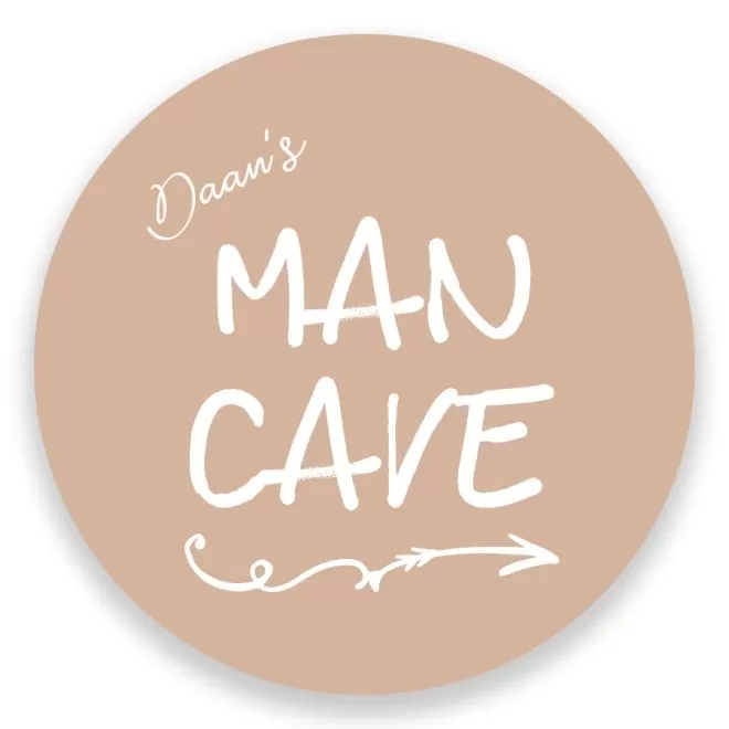 muurcirkel beige naam man cave hiphuisje