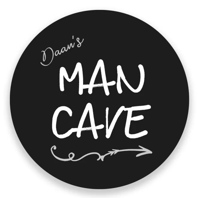 muurcirkel naam man cave zwart hiphuisje